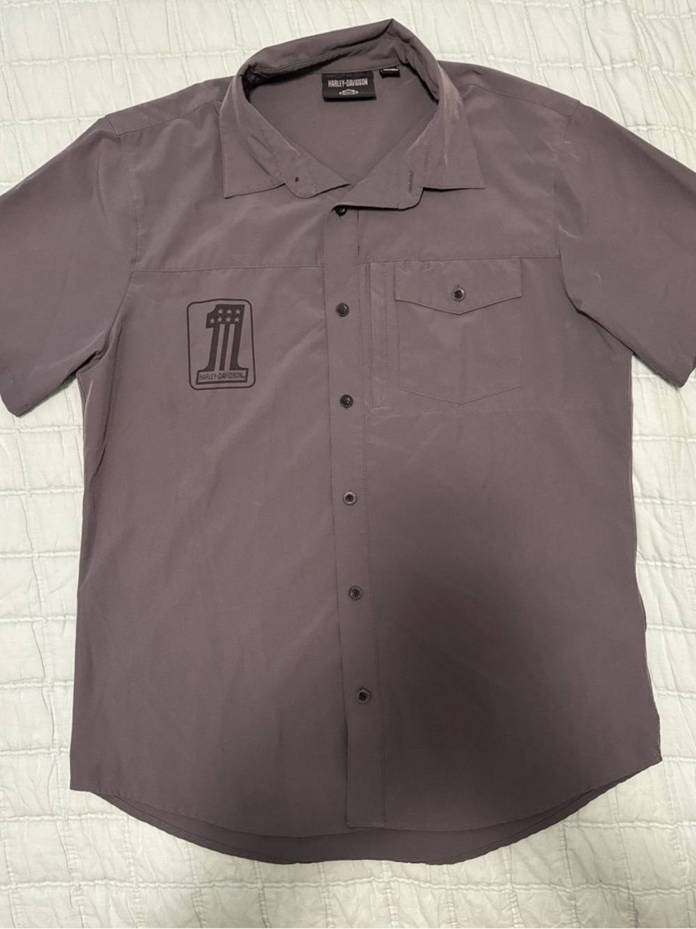 Harley-Davidson Men’s Short Sleeve Button-Down Shirt - Charcoal